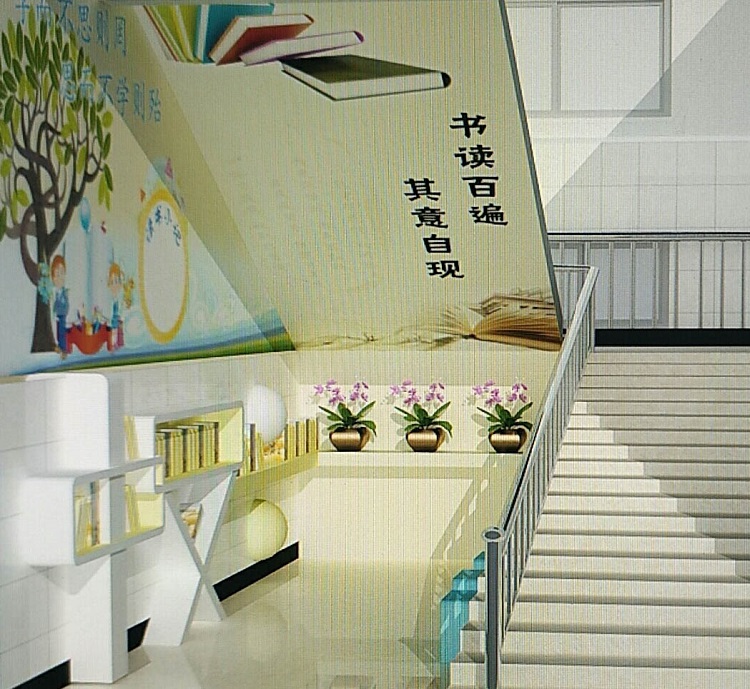 郑州学校楼梯设计-打造学生读书角